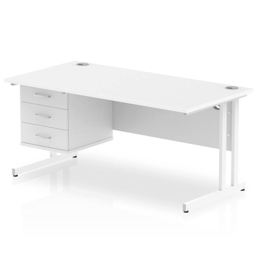 Rayleigh Cantilever Straight Desk with Fixed Pedestal